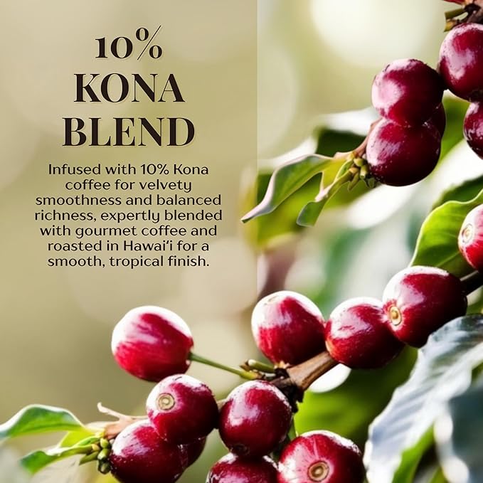ROYAL KONA COFFEE - Light Roast Ground Coffee Vanilla Macadamia Flavor 40 Ounce