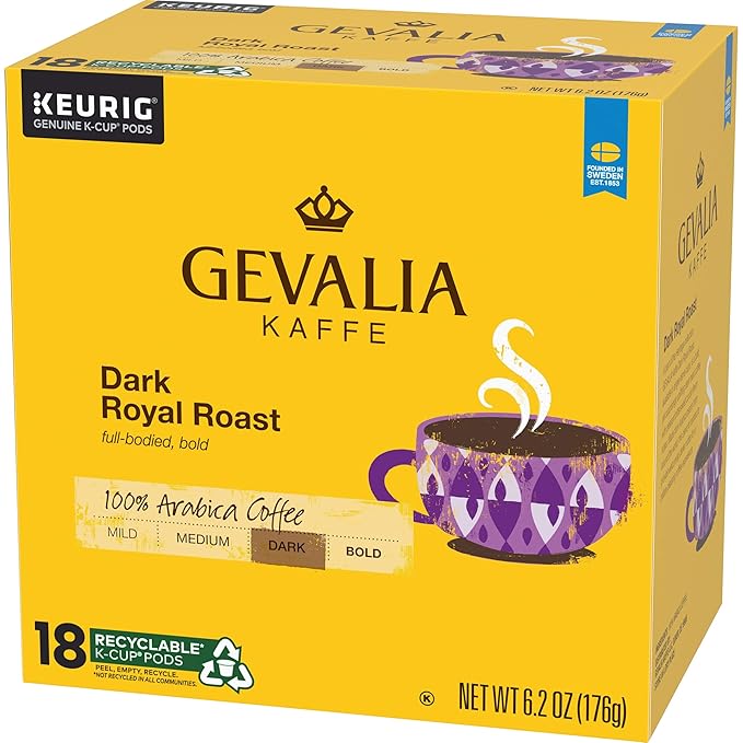 GEVALIA Dark Royal Roast Coffee K-CUP Pods 18 count (Pack Of 4)