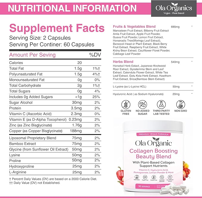 Collagen Booster Powder – Collagen Support with Hyaluronic Acid – Supports Hair Skin Nails &amp Joints – Premium Non-GMO Formula (300g Jar)
