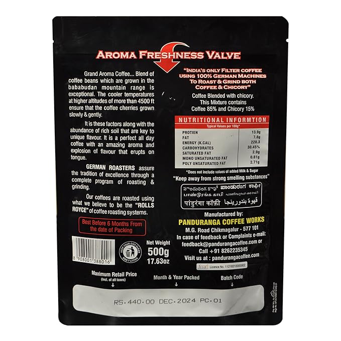 Panduranga Coffee Grand Aroma 500g + Panduranga Coffee Aroma Gold 500g | Authentic South Indian Filter Coffee Blend | Medium Roast