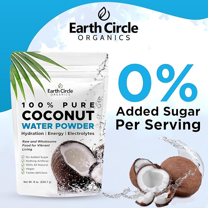 Earth Circle Organics Pure Coconut Water Powder 8oz &amp Yellow Maca Root Powder 1lb for Enhanced Wellness Hydration and Vitality - Vegan Gluten-Free Nutrient-Rich Superfoods