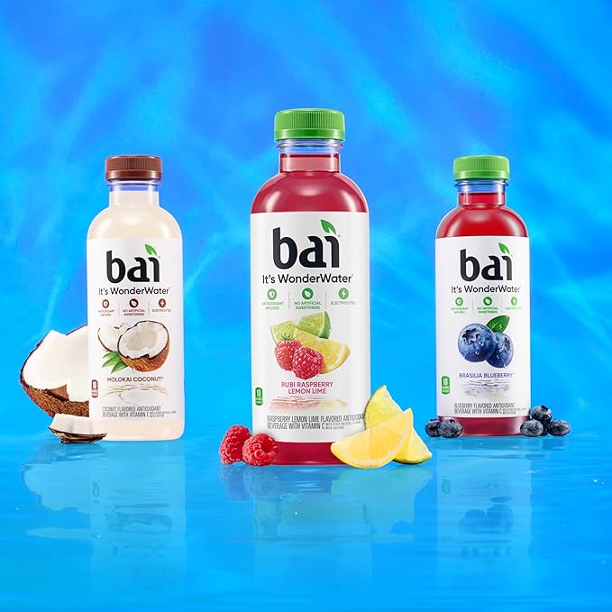 Bai Antioxidant Infused Water Beverage Raspberry Lemon Lime with Vitamin C and No Artificial Sweeteners 18 Fluid Ounce Bottle 12 Pack