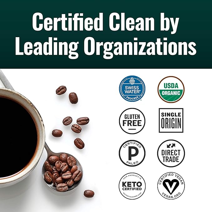 Natural Force - Organic Clean Decaf Coffee Mold &amp Mycotoxin Free Lab Tested for Toxins &amp Purity Low Acidity Incredible Taste &amp Aroma Ground Swiss Water Decaf Medium Roast 10 oz