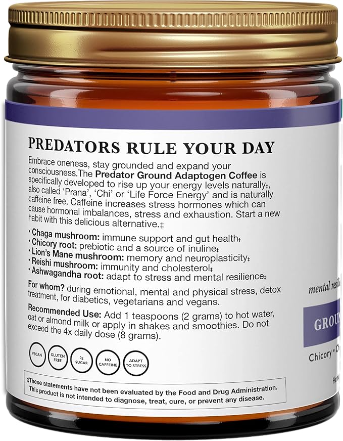 Predator Wild Adaptogen Coffee - Mushrooms and Adaptogens - Free of Caffeine