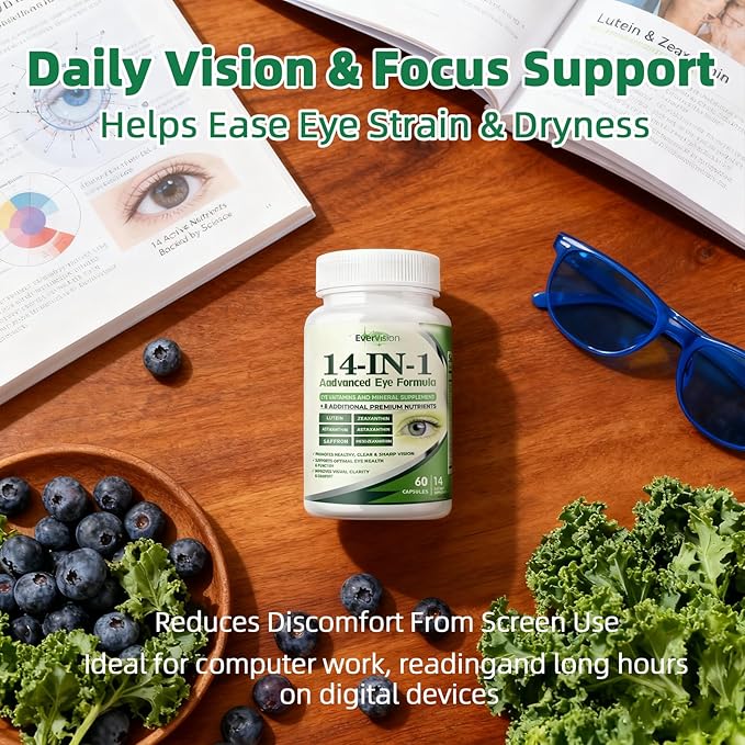 Evervision 14 in 1 Advanced Eye Formula Eye Vitamin and Mineral Supplement 60 Capsules -2PCS