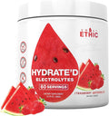 Sweat Ethic Hydrate’D Electrolytes Electrolyte Powder with Potassium Magnesium &amp Vitamin C Easy Mix Powder for Hydration &amp Performance Support Strawberry Watermelon Flavor 60 Servings