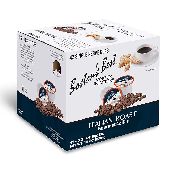 Boston’s Best - Italian Roast Deliciously Bold Dark Roast Gourmet Coffee Compatible with Keurig Coffee Maker 1 Count (42 Single Serve Cups)