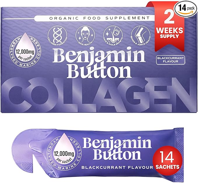 12000mg Marine Collagen Liquid Shots| Hydrolyzed Marine Collagen Peptides w/Hyaluronic Acid &amp Vitamin C for Skin Hair &amp Joints | Berry Black Currant Flavor 14 Servings 30ml