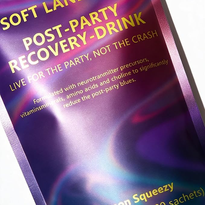 Soft Landings Post Party Recovery Drink Powder - Lemon Squeezy Flavor Vitamin &amp Mineral Supplement for Boost Energy - 80g (1pc)