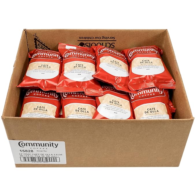 Community Coffee Café de Olla Blend Medium-Dark Roast Pre-Measured Coffee Packs 3.0 Ounce Each (Box of 20)