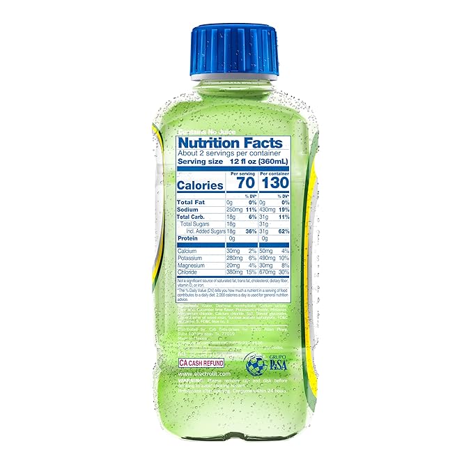 Electrolit Electrolyte Beverage Cucumber-Lime 21 Fl Oz bottle (Pack of 12)