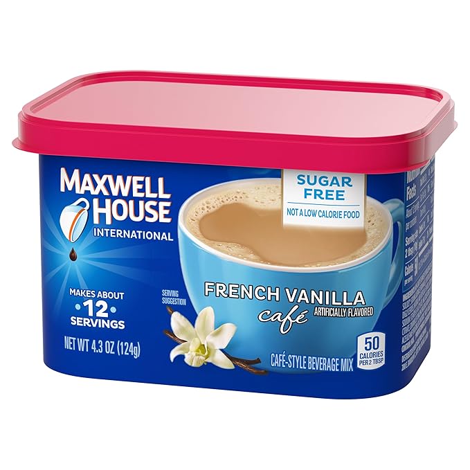 Maxwell House International Sugar-Free French Vanilla Café-Style Instant Coffee Beverage Mix 4.3 oz. Canister