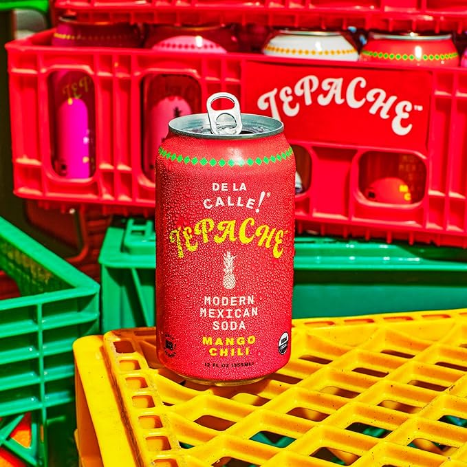 De La Calle Tepache - Mango Chili - Modern Mexican Soda - Craft Fermented Pineapple Sparkling Beverage - Certified Organic Antioxidant Rich Non-Alcoholic Healthy Soda Low Sugar Low Calorie Non-G