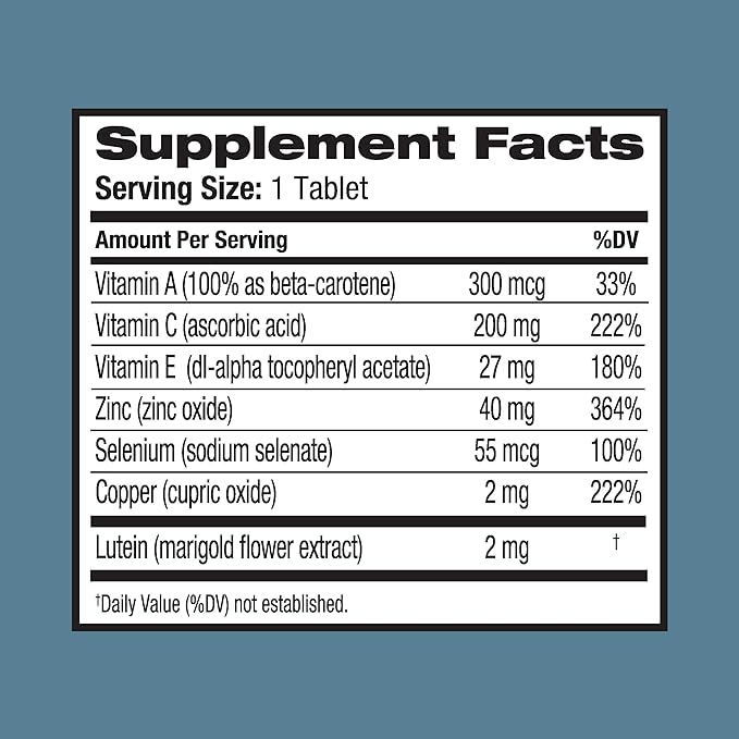 Ocuvite Eye Vitamin &amp Mineral Supplement Lutein &amp Antioxidant Vitamins A C E Zinc for Eye Health Vitamins for Eyes 120 Tablets (Pack of 2)