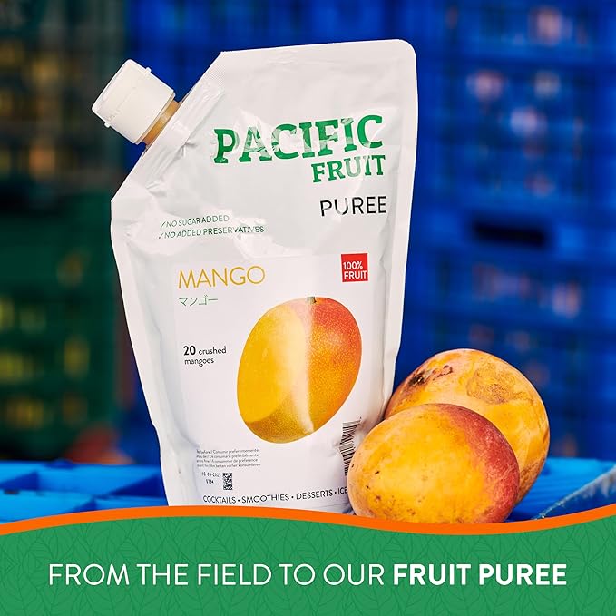 PACIFIC FRUIT - Real Mango puree for cocktails - Mango juice no sugar added – Pure mango – 100% REAL FRUIT!