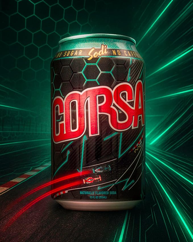 Sodi | Better For You Sparkling Soda Pop | Corsa | Zero Sugar | Zero Caffeine | Zero Colors or Dyes | Gluten Free | Naturally Flavored | 12fl oz Pack of 12 (12pk Corsa)