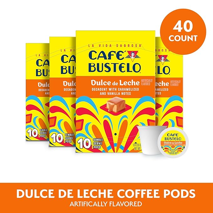 Café Bustelo Dulce de Leche Artificially Flavored Single Serve Coffee Pods 10 Count (Pack of 6)