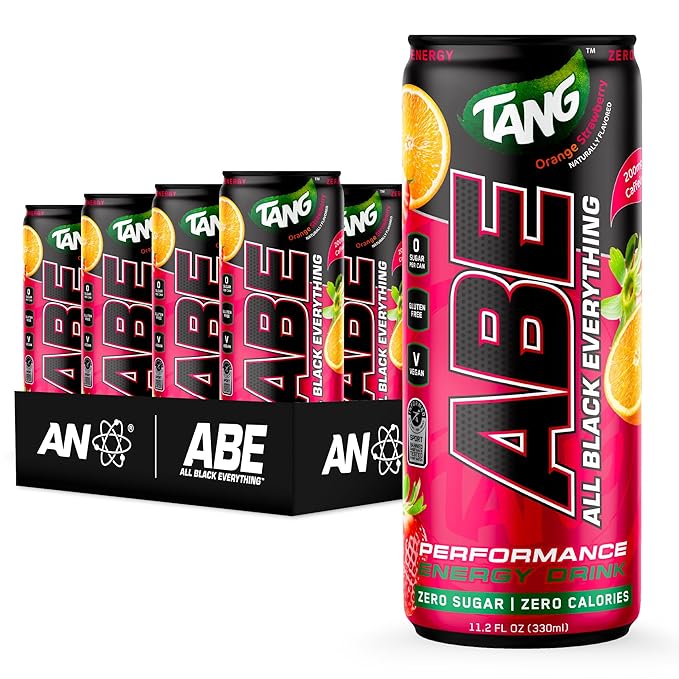 All Black Everything Performance Energy Drink | Zero Calories Sugar Free | 200mg Caffeine | Beta Alanine &amp Citrulline | Pre-Workout Sport Drink for Men &amp Women | Tang Orange Strawberry | 12 P