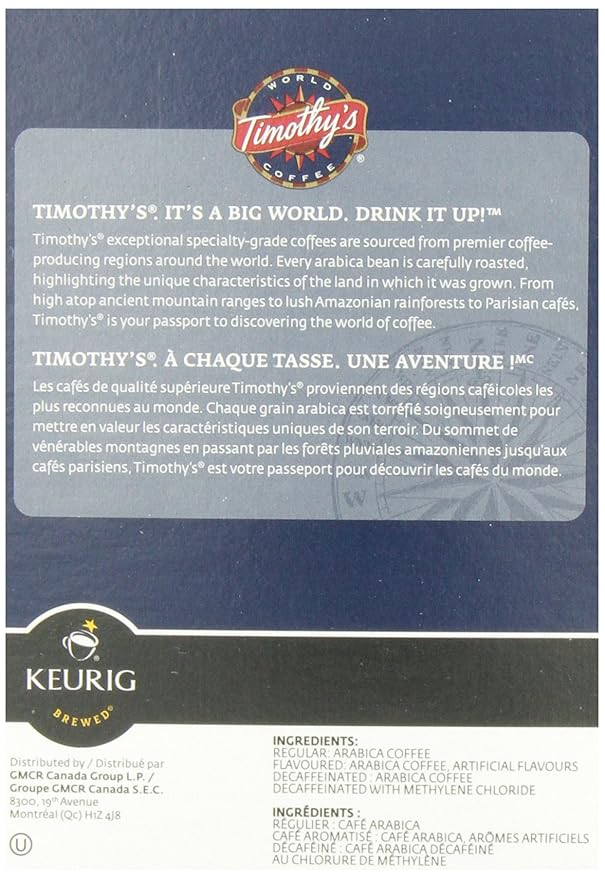 Timothy's World Coffee San Lorenzo Dark K-Cup Portion Pack for Keurig K-Cup Brewers 24-Count (Pack of 2)