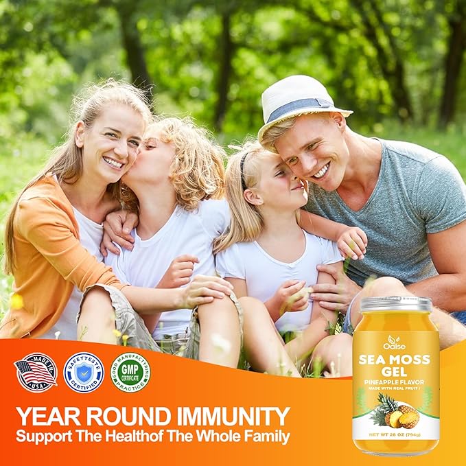 Sea Moss Gel - Raw Nutritious Irish Sea Moss Gel Rich in 102 Vitamins and Minerals Proteins &amp Vitamins Vegan-Friendly 28OZ Pineapple Flavor