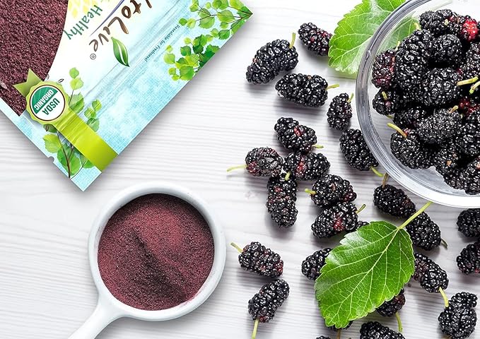 Food to Live Organic Mulberry Juice Powder 1 Pound – Non-GMO Made from Raw Dried Berries Unsulfured Vegan Bulk Great for Baking Juices Smoothies Yogurts Contains Maltodextrin No Sulphites