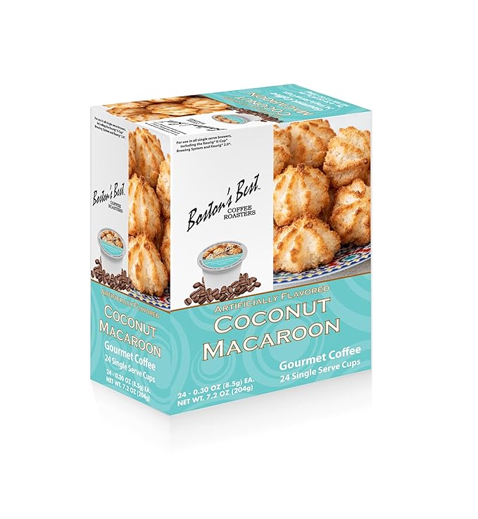 Boston’s Best - Coconut Macaroon Flavored Delicious Gourmet Coffee Compatible with Keurig Coffee Maker 1 Count (24 Single Serve Medium Roast Cups)