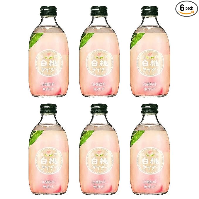 Tomomasu Japanese Peach Cider Soft Drink (6 Pack Total of 60fl.oz)