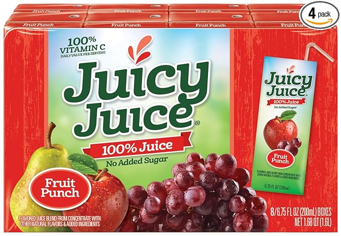Juicy Juice Slim 8 Pack Punch 6.75 Ounce Boxes (Pack of 4)