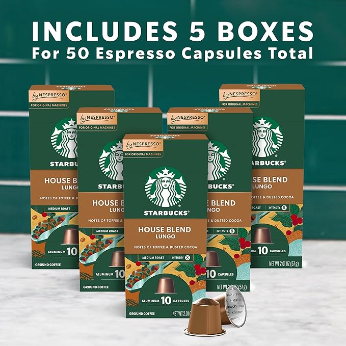 Starbucks by Nespresso Original Line House Blend Medium Roast Coffee 50-count Espresso Pods