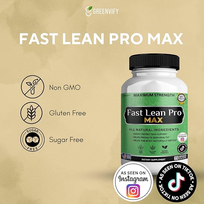 Fast Lean Pro Max Natural Dietary Supplement 60 Capsules 30-Day Supply All Natural Ingredients Vegan Friendly (3)