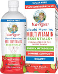 MaryRuth Organics Liquid Morning Multivitamin Essentials+ | Vitamin A C D E B6 B12 Biotin Zinc Mens Womens Multivitamin Immune Support Beauty | Sugar Free | Vitamins for Ages 1+ | Vegan | 32 Fl Oz