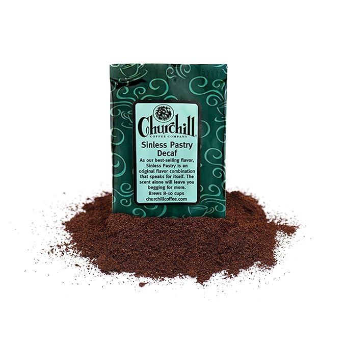 Churchill Coffee Sinless Pastry Decaf 10 Portioned Packs -1.5 oz each - Ground - Flavored Decaf Coffee