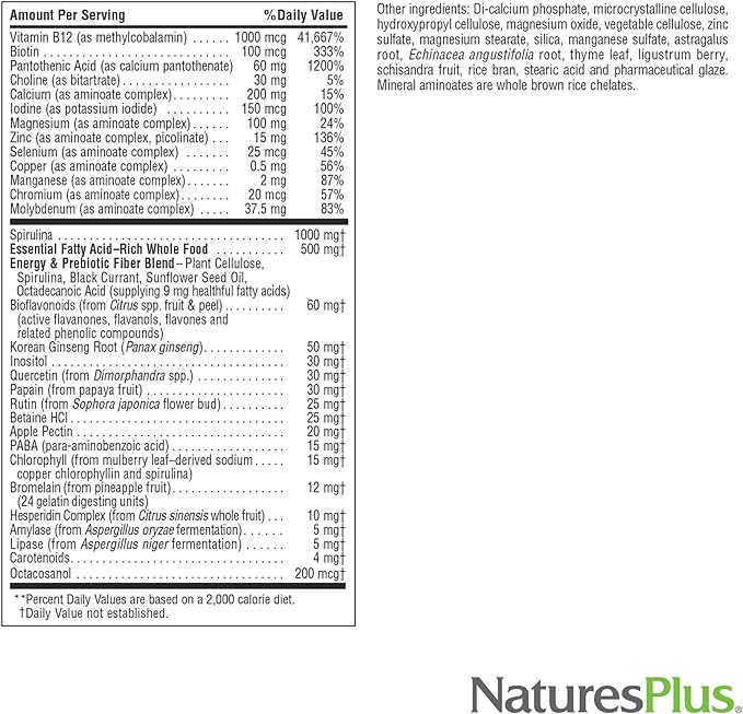 NaturesPlus Source of Life No Iron - 180 Mini-Tabs Pack of 2 - Multivitamin &amp Mineral Supplement - Supports Natural Energy &amp Overall Well-Being - Gluten Free Vegetarian - 60 Total Servings