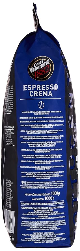 Caffe Vergnano Espresso Roast Crema 800 Blend Whole Bean Coffee | 2.2 Lb Bag (1 kilo) | Imported from Italy