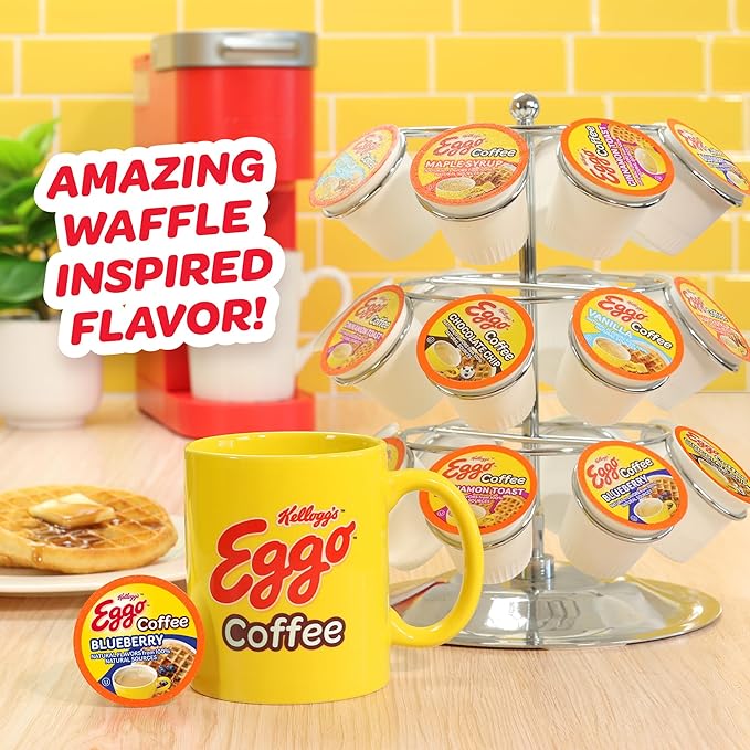 Eggo Beverages Blueberry Waffle Flavored Coffee Pods for Keurig K Cup Brewers Fair Trade Certified 40 Count – Fruity and Flavorful Breakfast
