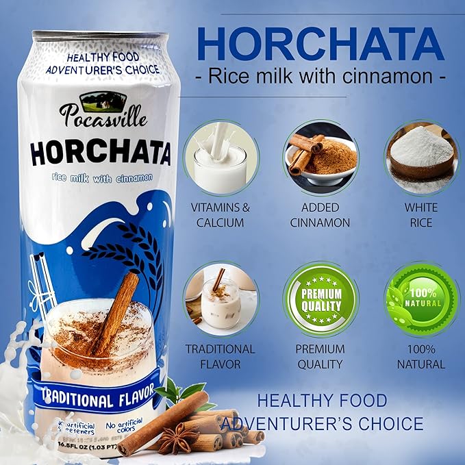Pocasville Fruit Juices Squeezed not form Concentrate 16.5 Fluid Ounce Can (Horchata 6)