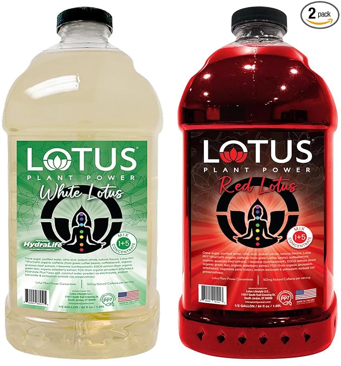Lotus Energy Drink Concentrate 64 fl oz (White &amp Red) Pack of 2