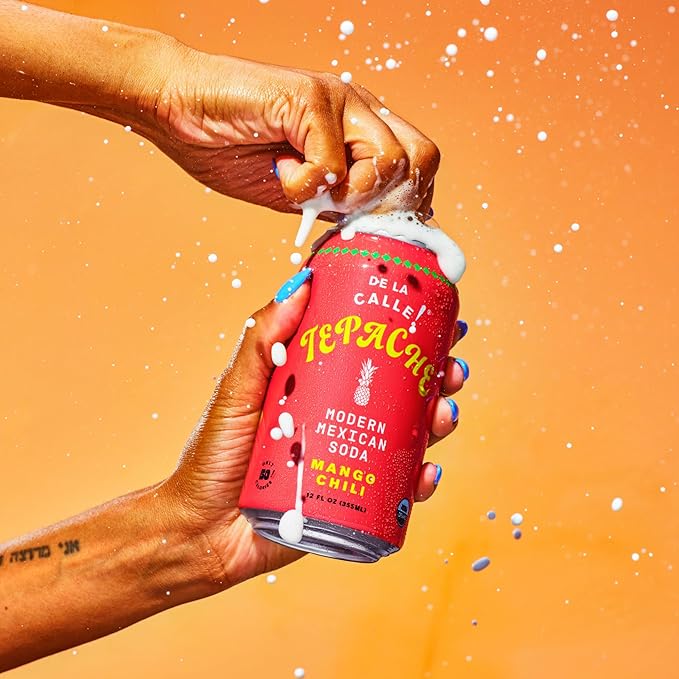 De La Calle Tepache - Mango Chili - Modern Mexican Soda - Craft Fermented Pineapple Sparkling Beverage - Certified Organic Antioxidant Rich Non-Alcoholic Healthy Soda Low Sugar Low Calorie Non-G