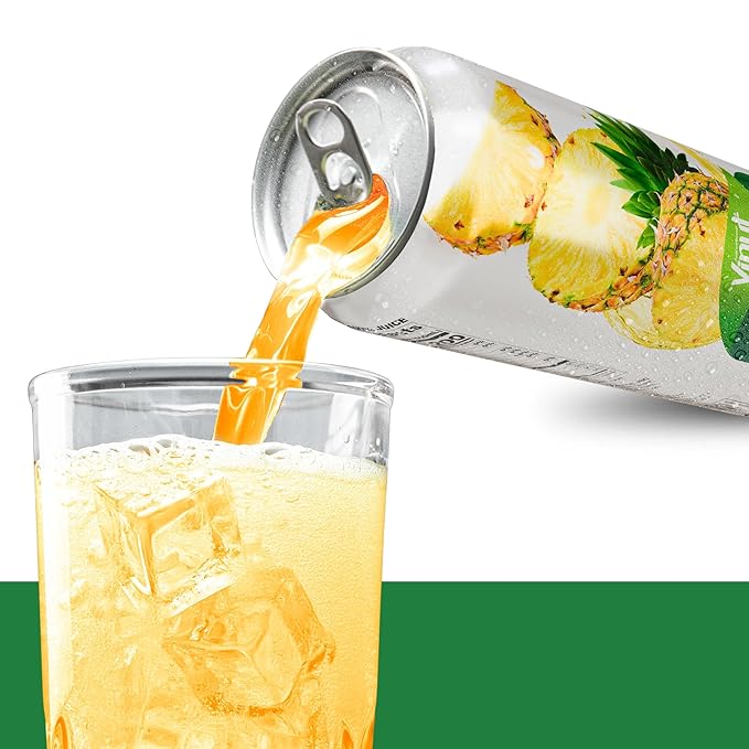 VINUT 100% Pineapple Juice No Added Sugar Not From Concentrate 16.9 fl oz (500 mL) Can Pack of 12