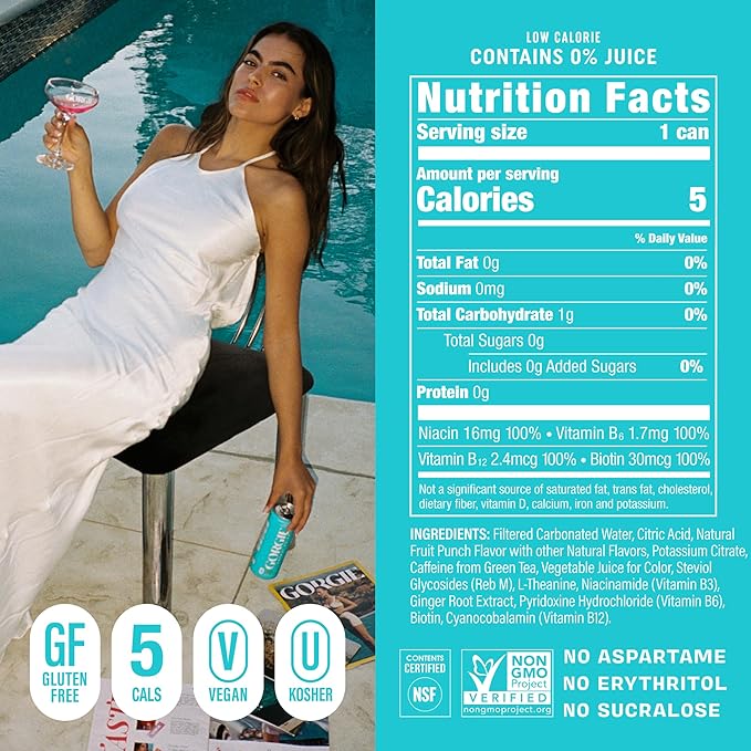 GORGIE Sugar Free Natural Energy Drinks Original Variety and Sparkling Paradise Punch (2 Pack of 12) - Healthy Energy Drinks - Natural Coffee Replacement with Green Tea 150mg Caffeine and Biotin