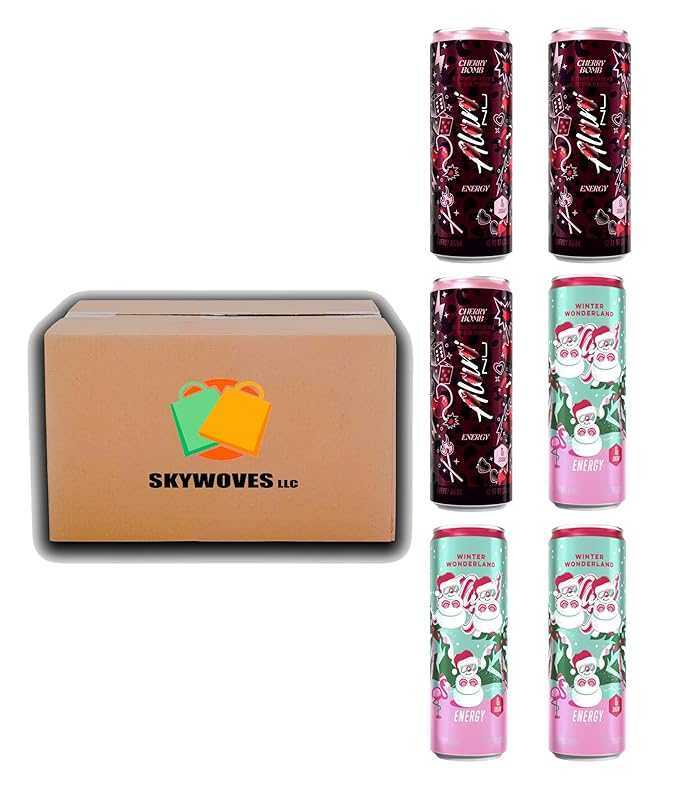NEW Alani Energy Drink (3) Cherry Bomb &amp (3) Winter Wonderland - 12 fl oz Cans 6 Pack