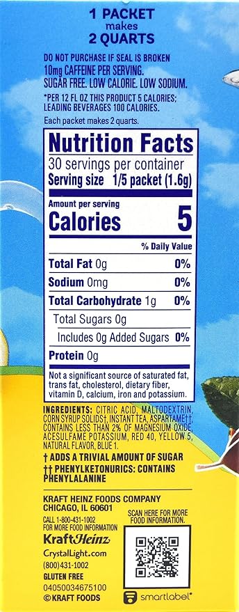 Crystal Light Lemon Iced Tea Drink Mix 12-Quart Canister (Pack of 13)