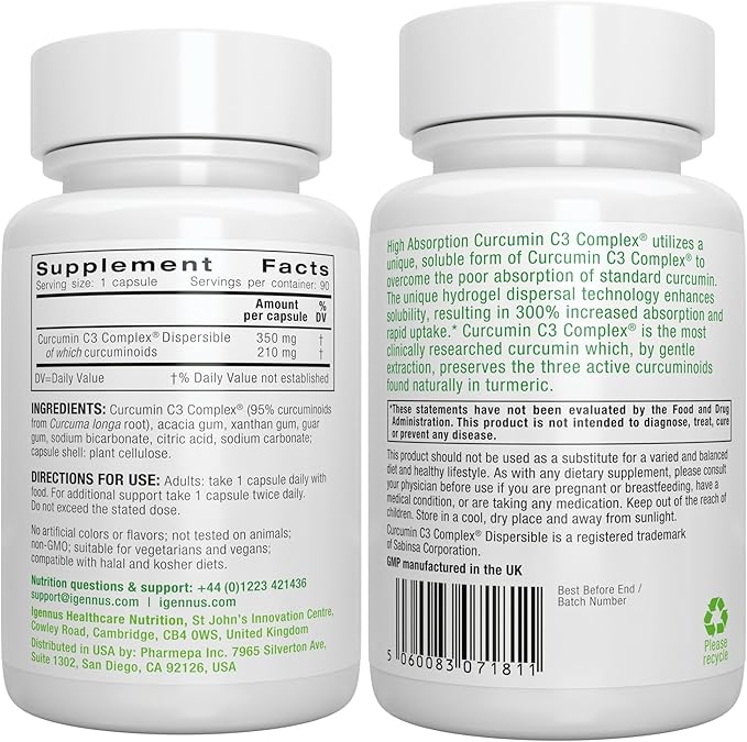 100% Grass-Fed Bovine Collagen Powder + High Absorption Curcumin C3 Complex Sport &amp Recovery Bundle 300% Greater Absorption Curcuminoids with Rapid Uptake by Igennus