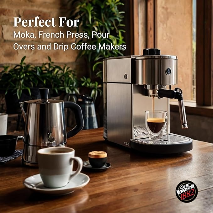 Caffe Vergnano 1882 Granaroma Espresso &amp Antica Bottega Whole Bean Arabica Medium Espresso Roast Coffee 1.1lbs Bag - Italian Coffee Beans -500g Bag (3 Pk)