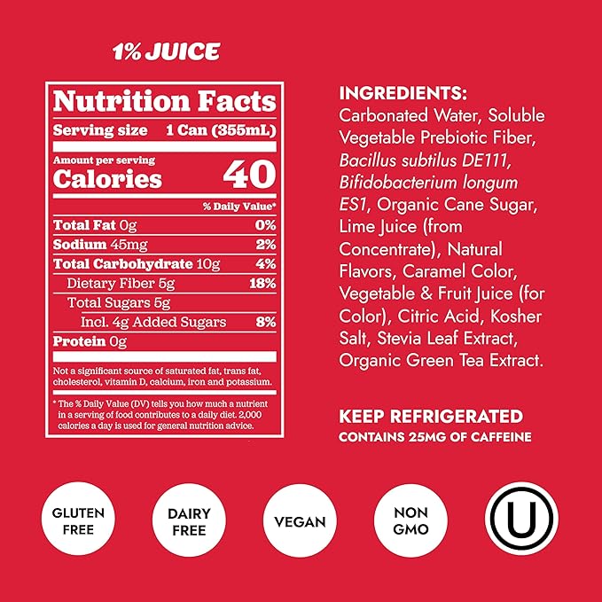 Slice Healthy Soda Sampler Variety Pack Prebiotic &amp Probiotic Soda Pop 5g Fiber 35-40 calories 12 fl oz 24 Pack (6 of each flavor)