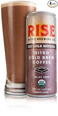 RISE Brewing Co. | Oat Milk Mocha Nitro Cold Brew Latte (4 7 fl. oz. Cans) - USDA Organic Non-GMO | Vegan &amp Dairy Free | Draft Nitrogen Pour Clean Energy Low Acidity &amp Refreshingly Smooth