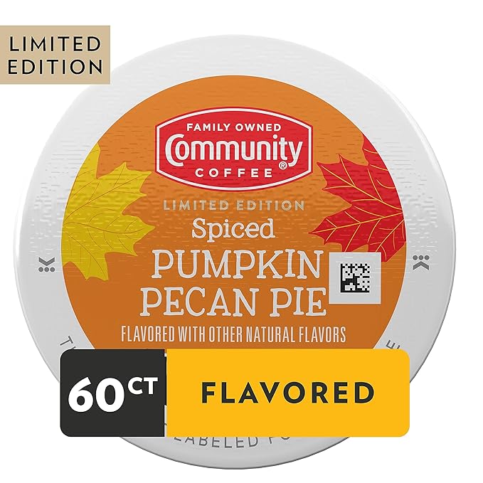 Community Coffee K-Cup Coffee Pods Spiced Pumpkin Pecan Pie Naturally Flavored Coffee for Keurig Coffee Makers 100% Arabica Limited Edition 60 Count (Pack of 1)