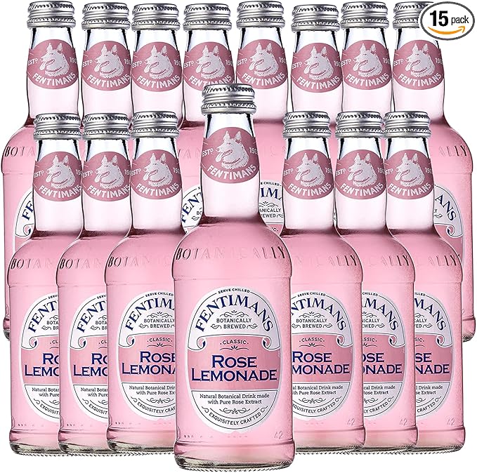 Fentimans Botanically Brewed Classic Rose Lemonade Sparkling Soda 9.3 fl oz Bottles – Premium Craft Soda/Mixer for Cocktails &amp Refreshing Drinks