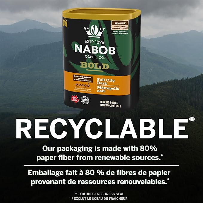Nabob Bold Full City Dark - 340g/12 oz. Recyclable Flavor-Lock Package {Imported from Canada}
