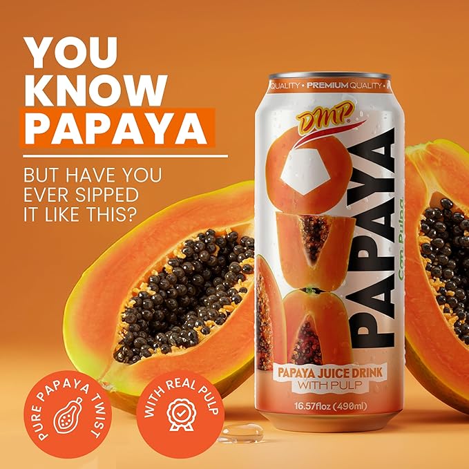 De Mi Pais Papaya Juice with Pulp Premium Quality Refreshing Fruit Beverage Canned Juice Perfect for Tropical Drinks Organic Experience Size 16.57 Fl Oz 24-Pack